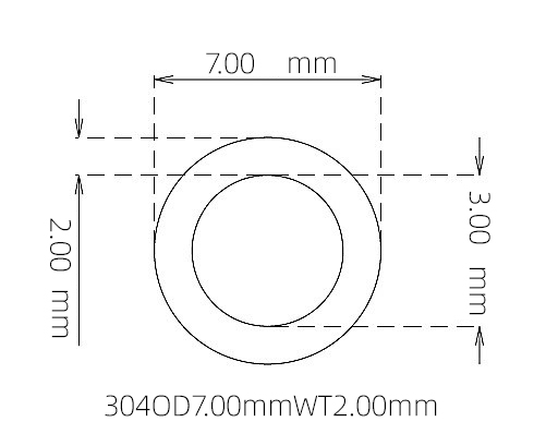 304 不锈钢毛细管(外径 7.00 mm × 内径 3.00 mm × 壁厚 2.00 mm)