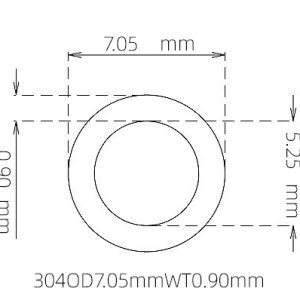 外径 7.05 mm / 内径 5.25 mm · 304 不锈钢毛细管