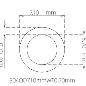 外径 7.10 mm / 内径 5.70 mm · 304 不锈钢毛细管