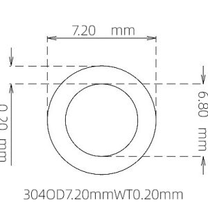 外径 7.20 mm / 内径 6.80 mm · 304 不锈钢毛细管