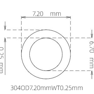 外径 7.20 mm / 内径 6.70 mm · 304 不锈钢毛细管