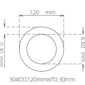 外径 7.20 mm / 内径 6.60 mm · 304 不锈钢毛细管