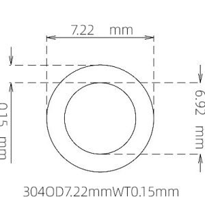 外径 7.22 mm / 内径 6.92 mm · 304 不锈钢毛细管