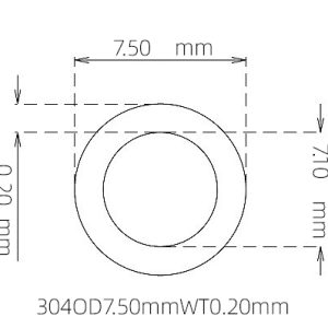 外径 7.50 mm / 内径 7.10 mm · 304 不锈钢毛细管