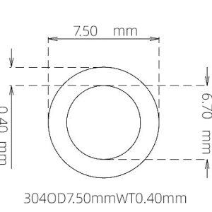外径 7.50 mm / 内径 6.70 mm · 304 不锈钢毛细管