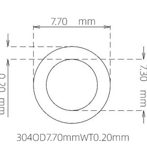 外径 7.70 mm / 内径 7.30 mm · 304 不锈钢毛细管