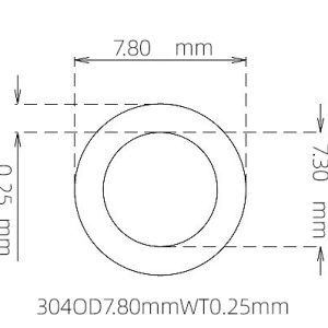 外径 7.80 mm / 内径 7.30 mm · 304 不锈钢毛细管