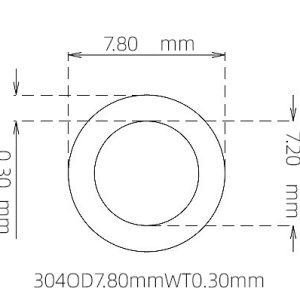 外径 7.80 mm / 内径 7.20 mm · 304 不锈钢毛细管