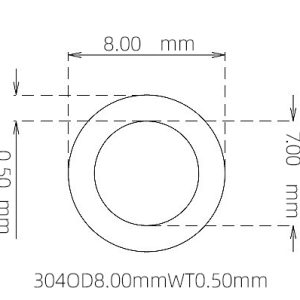 外径 8.00 mm / 内径 7.00 mm · 304 不锈钢毛细管