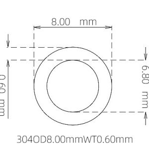 外径 8.00 mm / 内径 6.80 mm · 304 不锈钢毛细管
