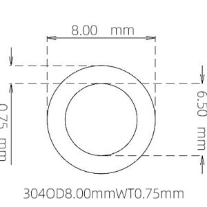 外径 8.00 mm / 内径 6.50 mm · 304 不锈钢毛细管