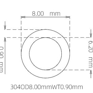 外径 8.00 mm / 内径 6.20 mm · 304 不锈钢毛细管