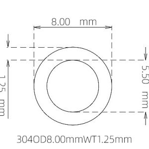 外径 8.00 mm / 内径 5.50 mm · 304 不锈钢毛细管