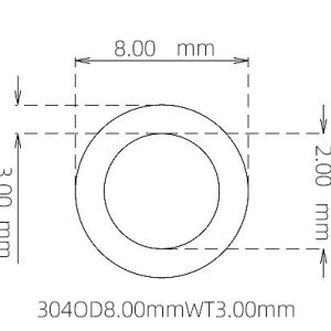 外径 8.00 mm / 内径 2.00 mm · 304 不锈钢毛细管