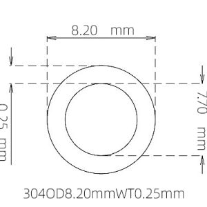 外径 8.20 mm / 内径 7.70 mm · 304 不锈钢毛细管