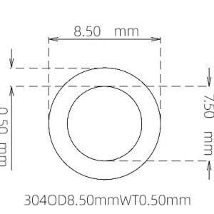 外径 8.50 mm / 内径 7.50 mm · 304 不锈钢毛细管