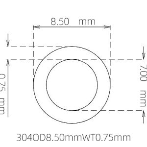 外径 8.50 mm / 内径 7.00 mm · 304 不锈钢毛细管
