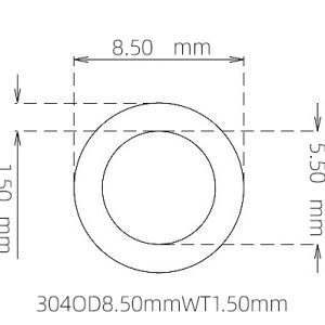 外径 8.50 mm / 内径 5.50 mm · 304 不锈钢毛细管