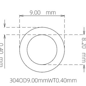 外径 9.00 mm / 内径 8.20 mm · 304 不锈钢毛细管
