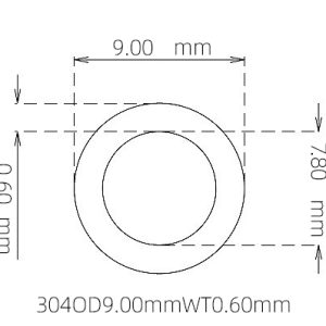外径 9.00 mm / 内径 7.80 mm · 304 不锈钢毛细管