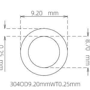 外径 9.20 mm / 内径 8.70 mm · 304 不锈钢毛细管
