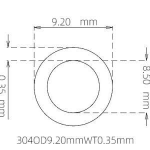 外径 9.20 mm / 内径 8.50 mm · 304 不锈钢毛细管