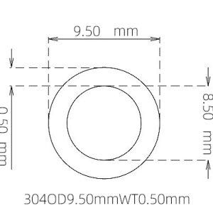 外径 9.50 mm / 内径 8.50 mm · 304 不锈钢毛细管