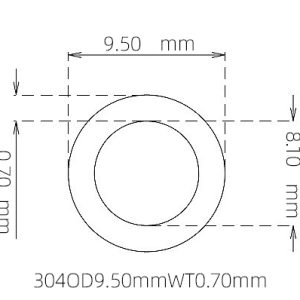 外径 9.50 mm / 内径 8.10 mm · 304 不锈钢毛细管