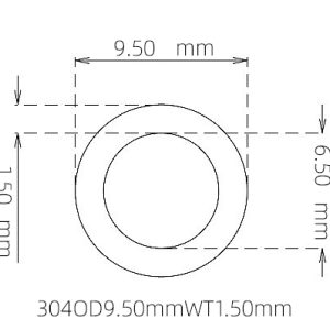外径 9.50 mm / 内径 6.50 mm · 304 不锈钢毛细管