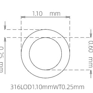外径 1.10 mm / 内径 0.60 mm · 316L 不锈钢毛细管