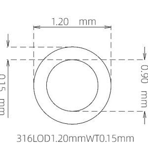 外径 1.20 mm / 内径 0.90 mm · 316L 不锈钢毛细管