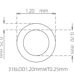 外径 1.20 mm / 内径 0.70 mm · 316L 不锈钢毛细管