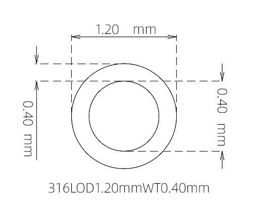 316L 不锈钢毛细管(外径 1.20 mm × 内径 0.40 mm × 壁厚 0.40 mm)