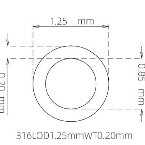 外径 1.25 mm / 内径 0.85 mm · 316L 不锈钢毛细管