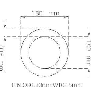 外径 1.30 mm / 内径 1.00 mm · 316L 不锈钢毛细管