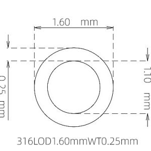 外径 1.60 mm / 内径 1.10 mm · 316L 不锈钢毛细管