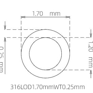 外径 1.70 mm / 内径 1.20 mm · 316L 不锈钢毛细管