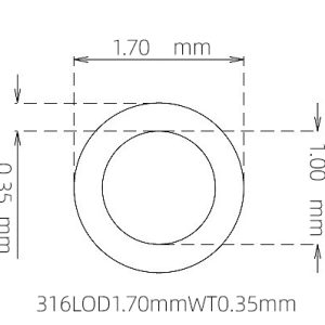 外径 1.70 mm / 内径 1.00 mm · 316L 不锈钢毛细管
