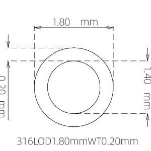 外径 1.80 mm / 内径 1.40 mm · 316L 不锈钢毛细管