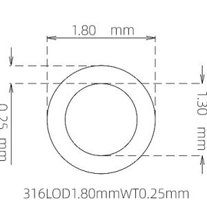 外径 1.80 mm / 内径 1.30 mm · 316L 不锈钢毛细管