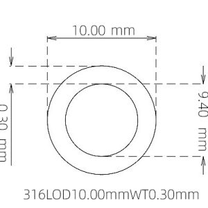 外径 10.00 mm / 内径 9.40 mm · 316L 不锈钢毛细管