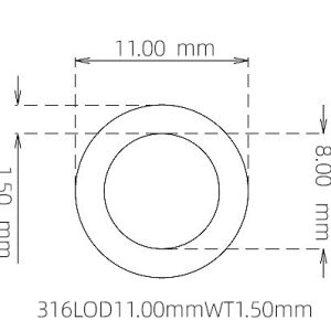 外径 11.00 mm / 内径 8.00 mm · 316L 不锈钢毛细管