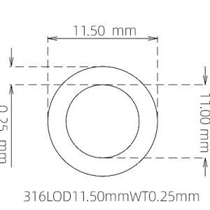 外径 11.50 mm / 内径 11.00 mm · 316L 不锈钢毛细管