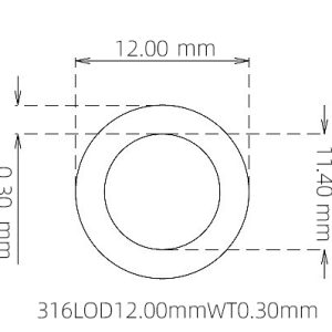 外径 12.00 mm / 内径 11.40 mm · 316L 不锈钢毛细管