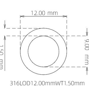 外径 12.00 mm / 内径 9.00 mm · 316L 不锈钢毛细管