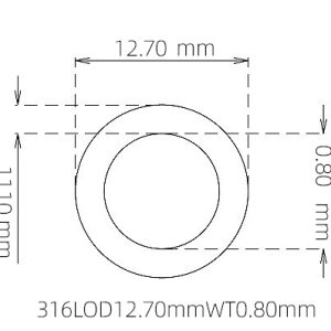 外径 12.70 mm / 内径 11.10 mm · 316L 不锈钢毛细管