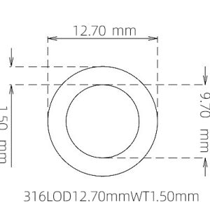 外径 12.70 mm / 内径 9.70 mm · 316L 不锈钢毛细管