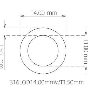 外径 14.00 mm / 内径 11.00 mm · 316L 不锈钢毛细管