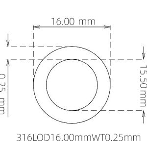 外径 16.00 mm / 内径 15.50 mm · 316L 不锈钢毛细管