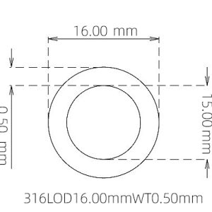 外径 16.00 mm / 内径 15.00 mm · 316L 不锈钢毛细管